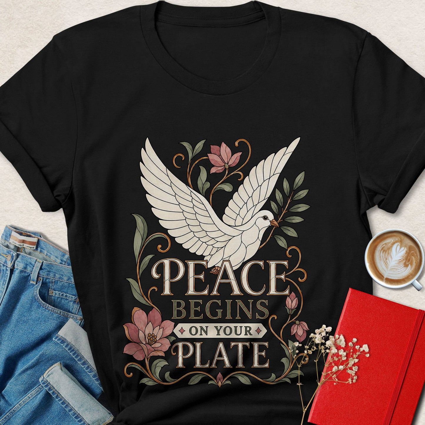 Peace Begins on Your Plate Dove Vegan T-shirt