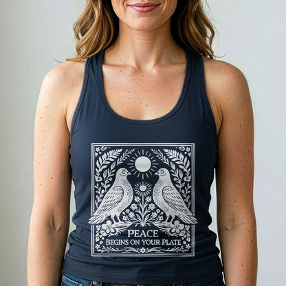 Peace Begins On Your Plate Vegan Tank Top Pigeon Shirt