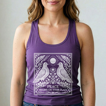 Peace Begins On Your Plate Vegan Tank Top Pigeon Shirt
