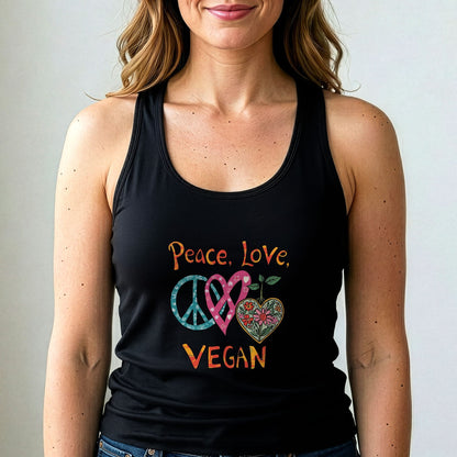 Peace Love Vegan Tank Top Retro Plant Based Shirt