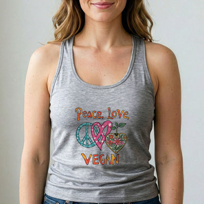 Peace Love Vegan Tank Top Retro Plant Based Shirt