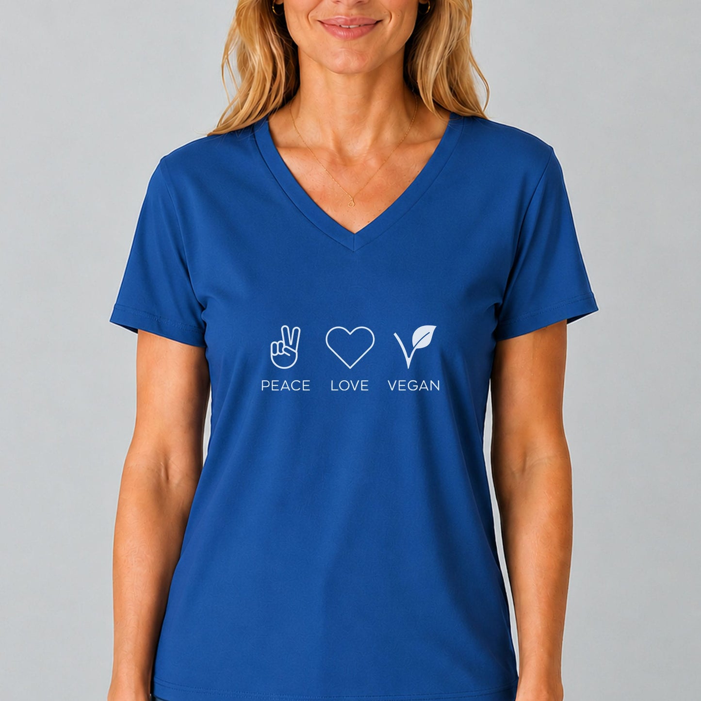 Peace Love Vegan V-Neck T-Shirt | Minimalist Vegan Tee