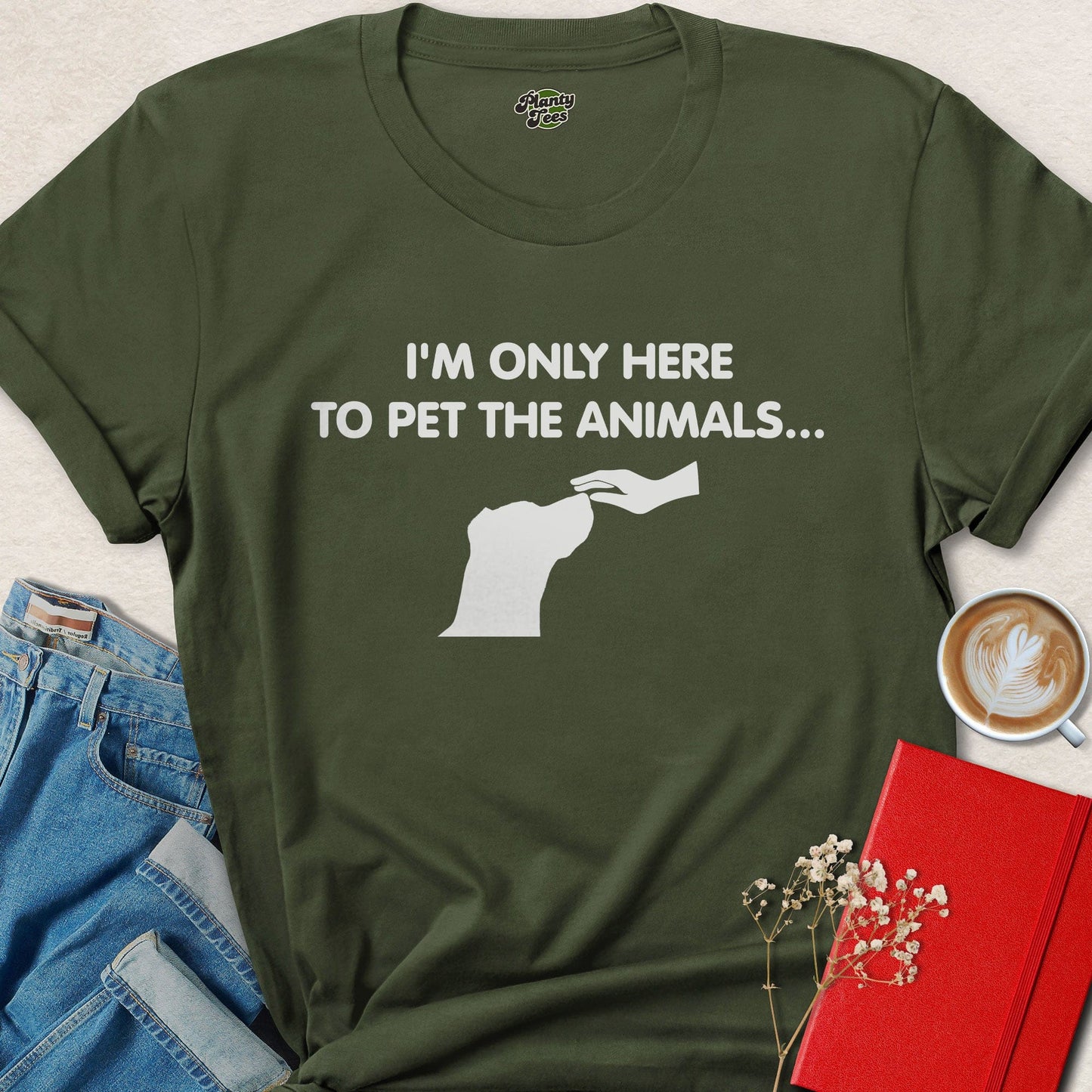 I’m Only Here To Pet The Animals Shirt | Funny Vegan Tee