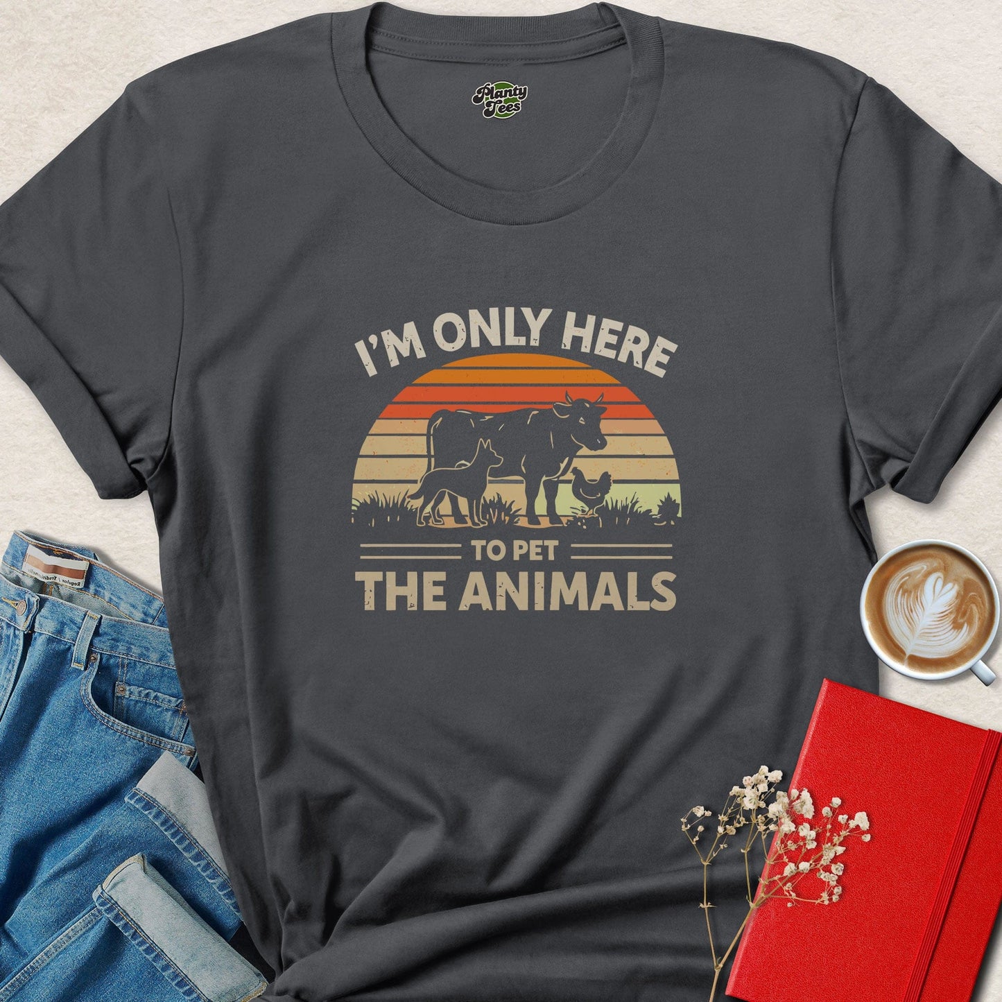 Funny Vegan Animal Lover Shirt | I'm Only Here To Pet Animals