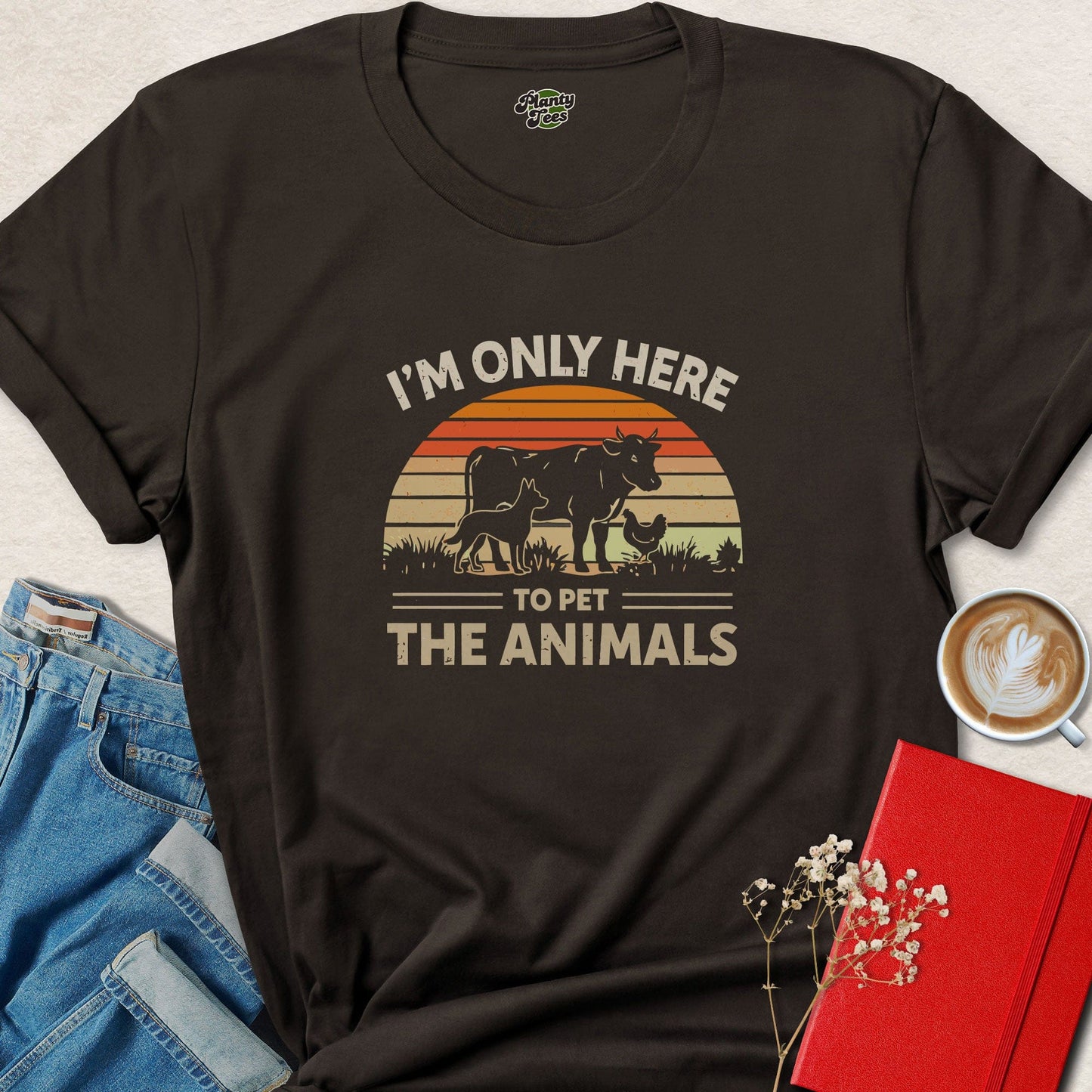 Funny Vegan Animal Lover Shirt | I'm Only Here To Pet Animals