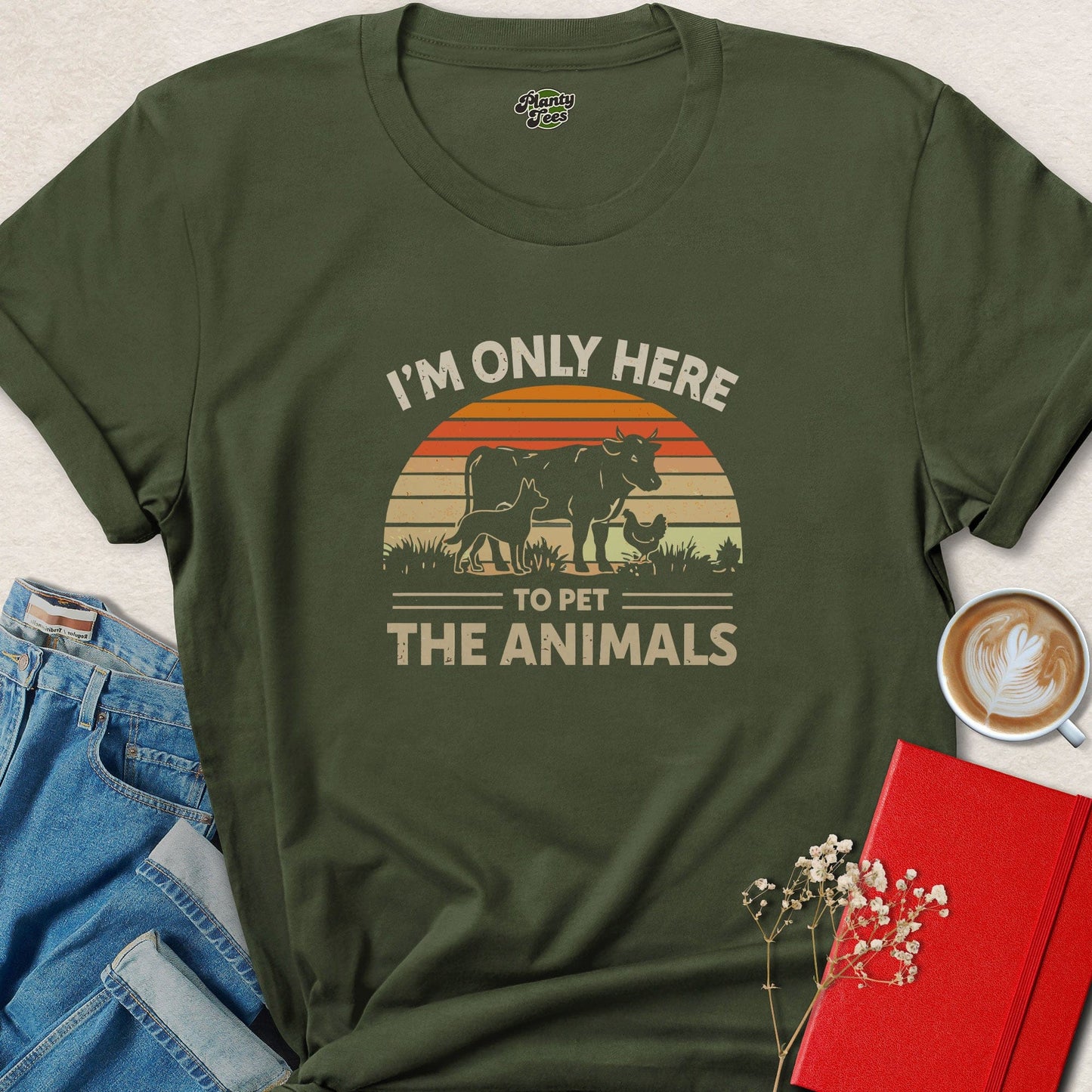 Funny Vegan Animal Lover Shirt | I'm Only Here To Pet Animals