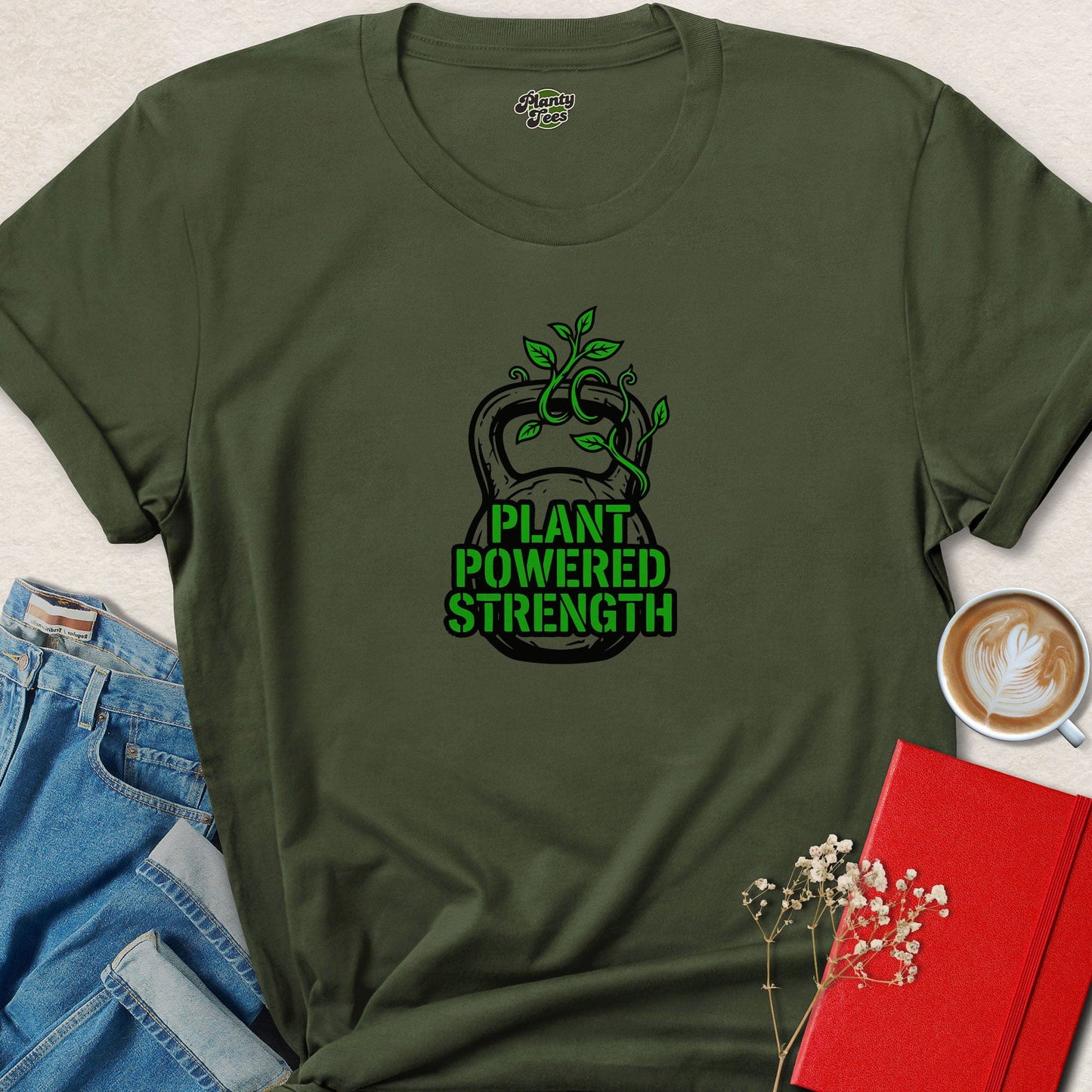 Plant Powered Strength Vegan Shirt | Vegan Gym Graphic Tee