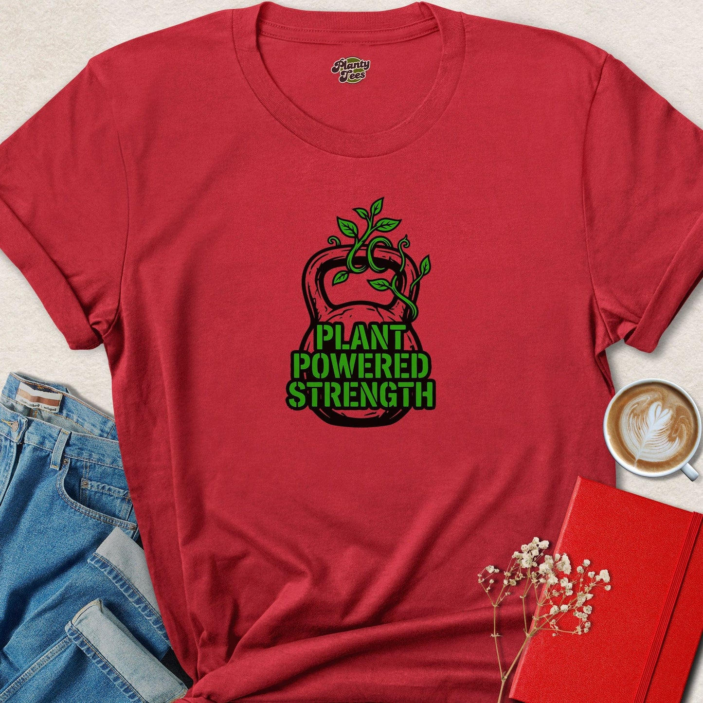 Plant Powered Strength Vegan Shirt | Vegan Gym Graphic Tee