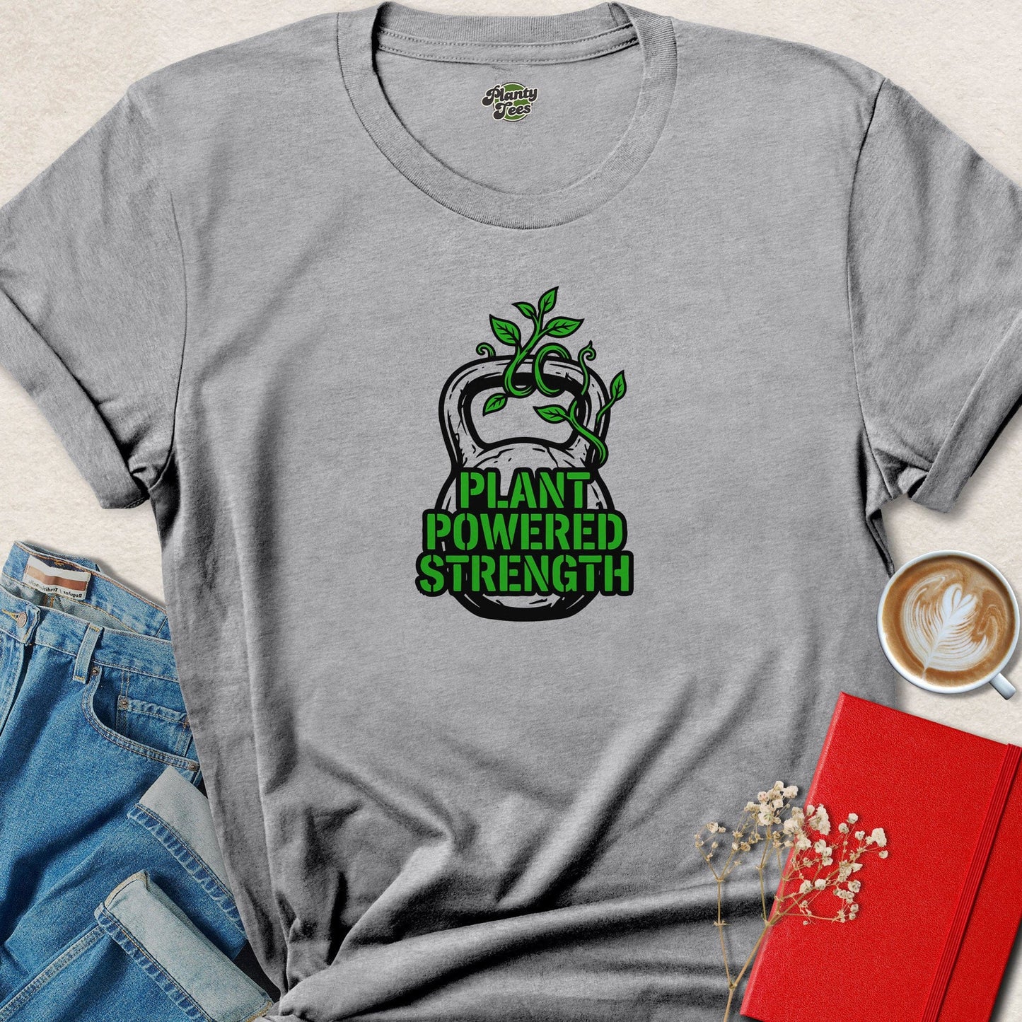 Plant Powered Strength Vegan Shirt | Vegan Gym Graphic Tee
