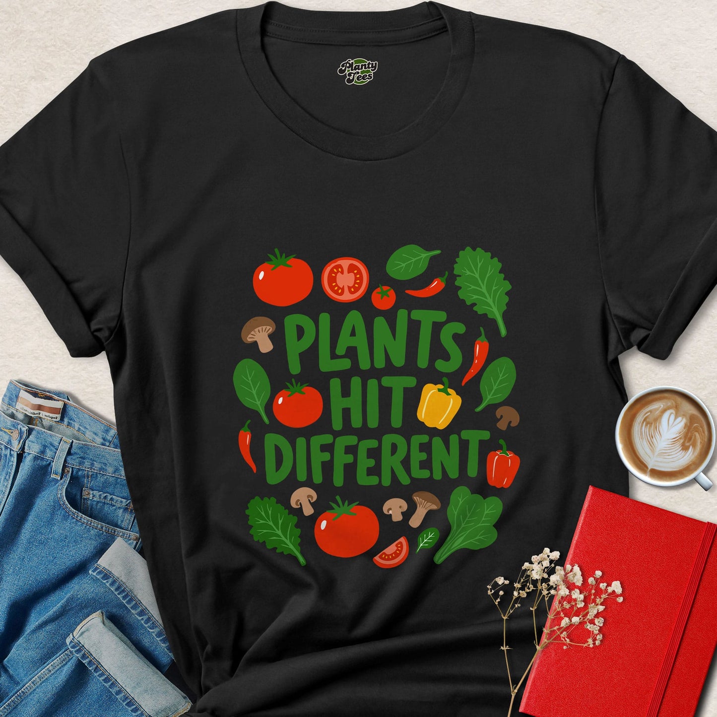 Plants Hit Different Vegan Shirt Funny Plant Based Design