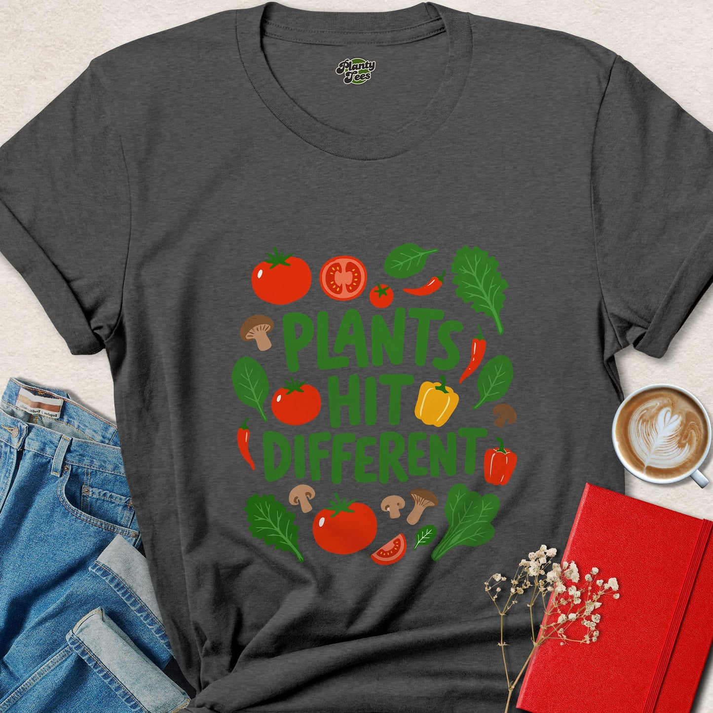 Plants Hit Different Vegan Shirt Funny Plant Based Design
