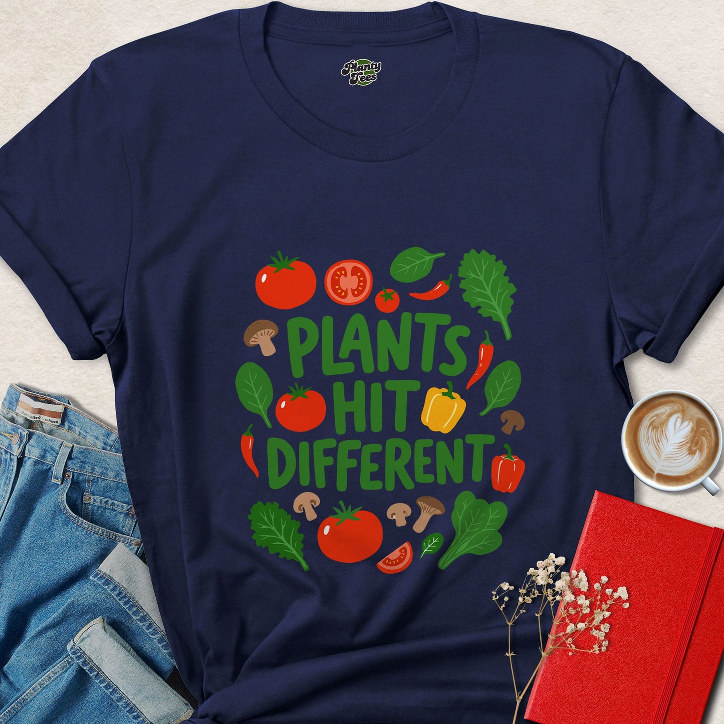 Plants Hit Different Vegan Shirt Funny Plant Based Design