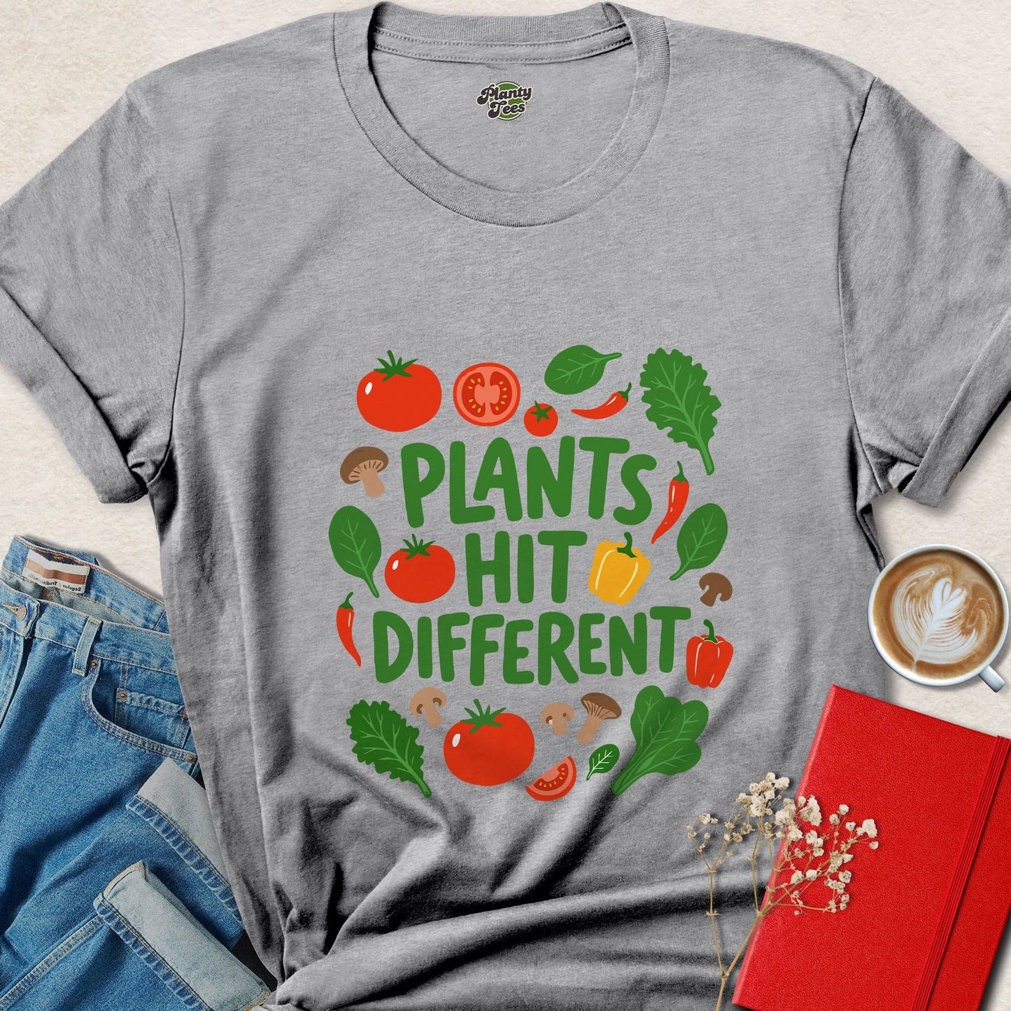 Plants Hit Different Vegan Shirt Funny Plant Based Design