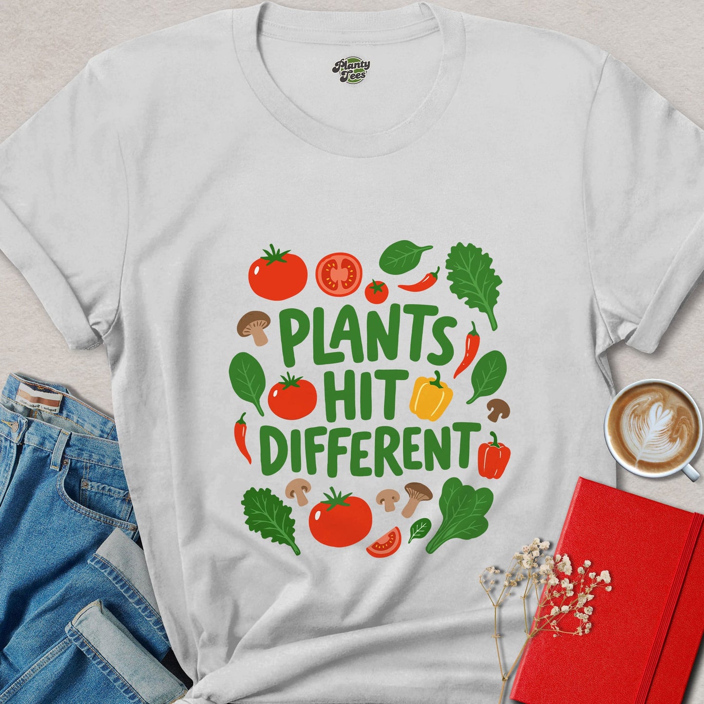 Plants Hit Different Vegan Shirt Funny Plant Based Design