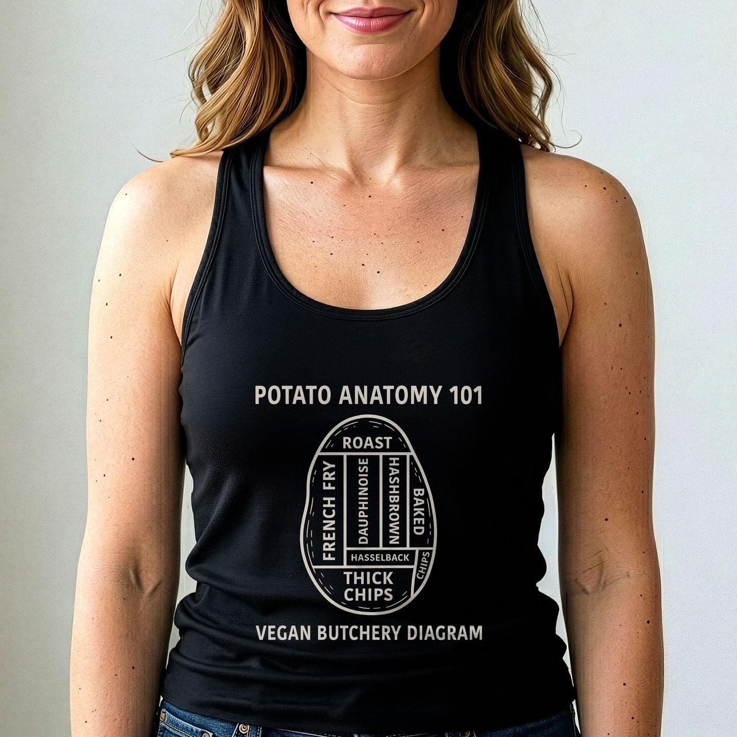 Vegan Tank Top Potato Anatomy Funny Plant Based Shirt