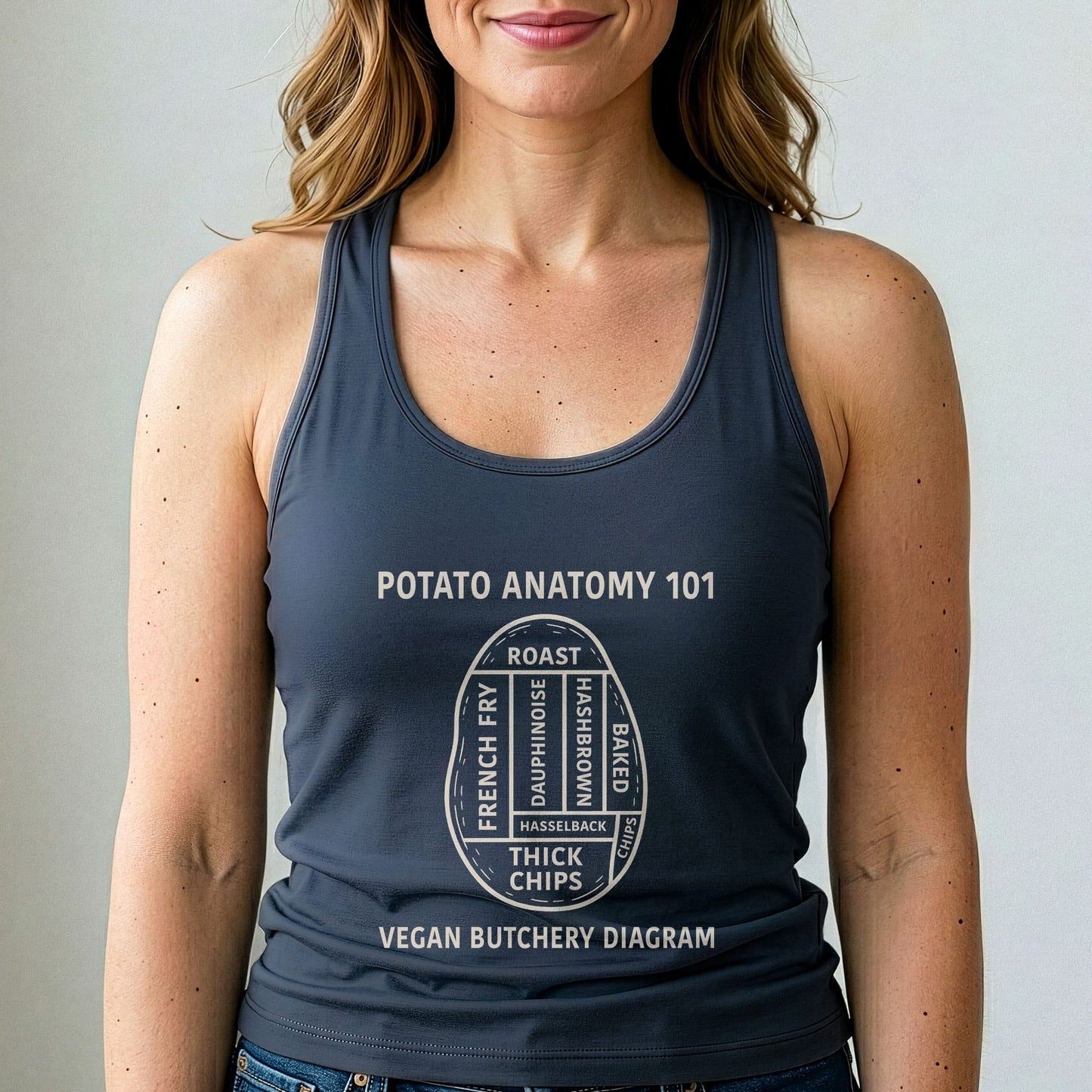Vegan Tank Top Potato Anatomy Funny Plant Based Shirt