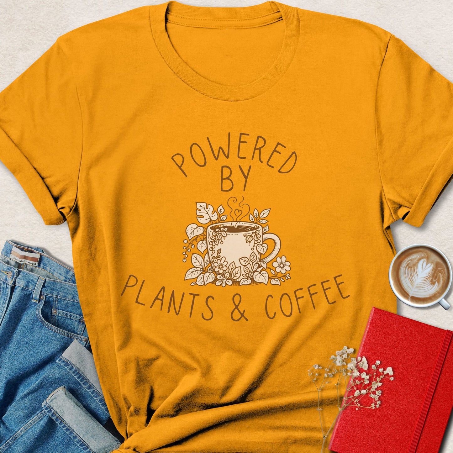 Powered by Plants & Coffee Floral T-Shirt