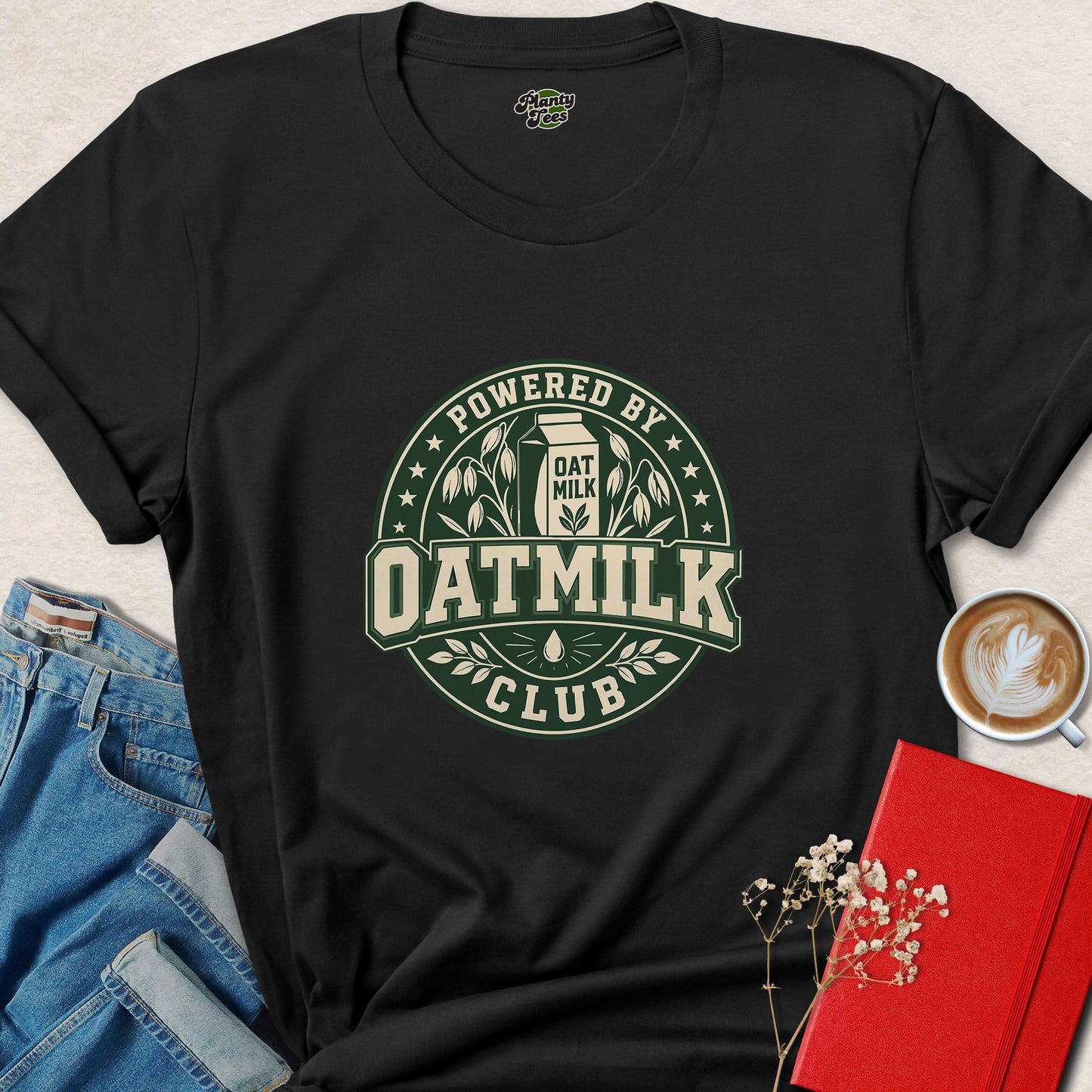 Powered by Oat Milk Vegan Plant Based Lifestyle Shirt