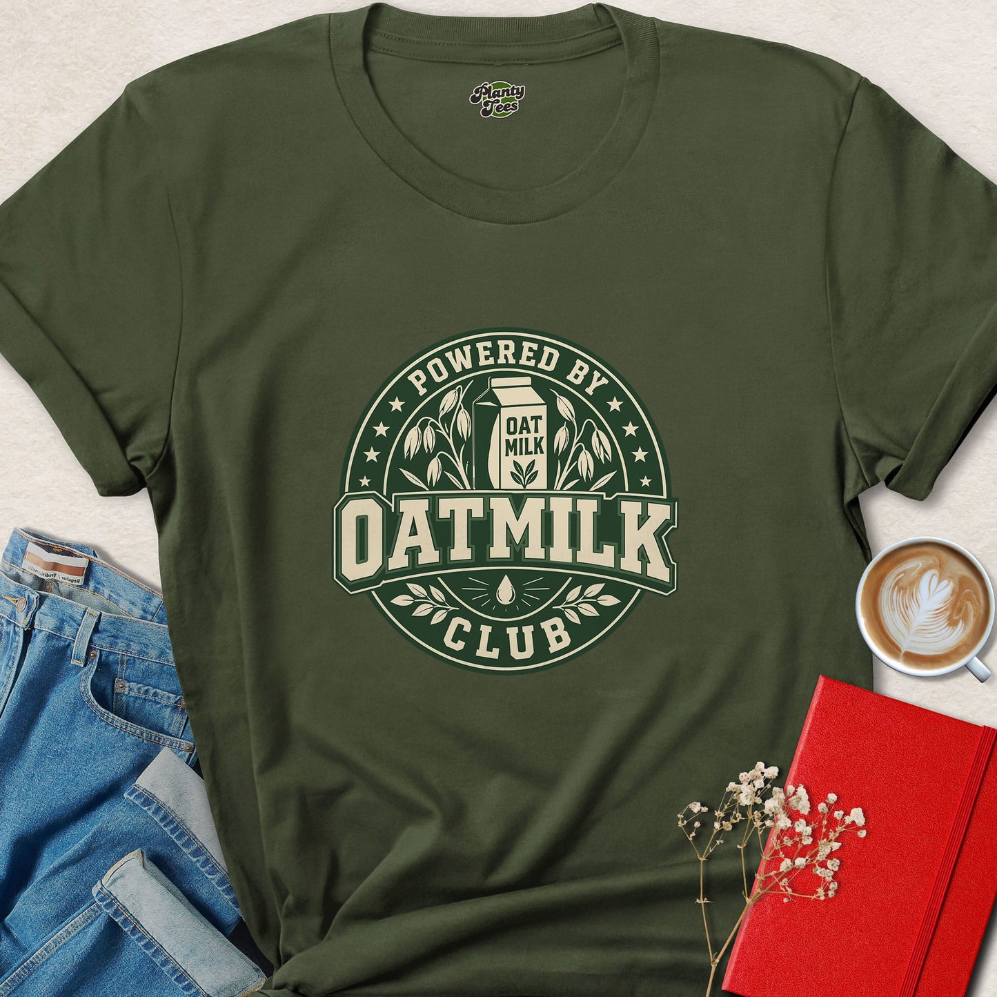 Powered by Oat Milk Vegan Plant Based Lifestyle Shirt