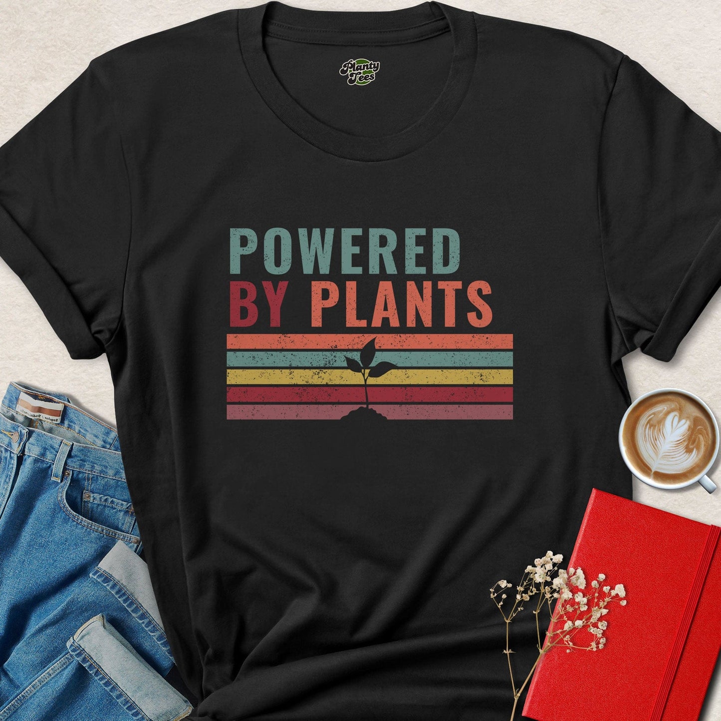 Powered By Plants Vegan Shirt | Retro Plant Based Tee