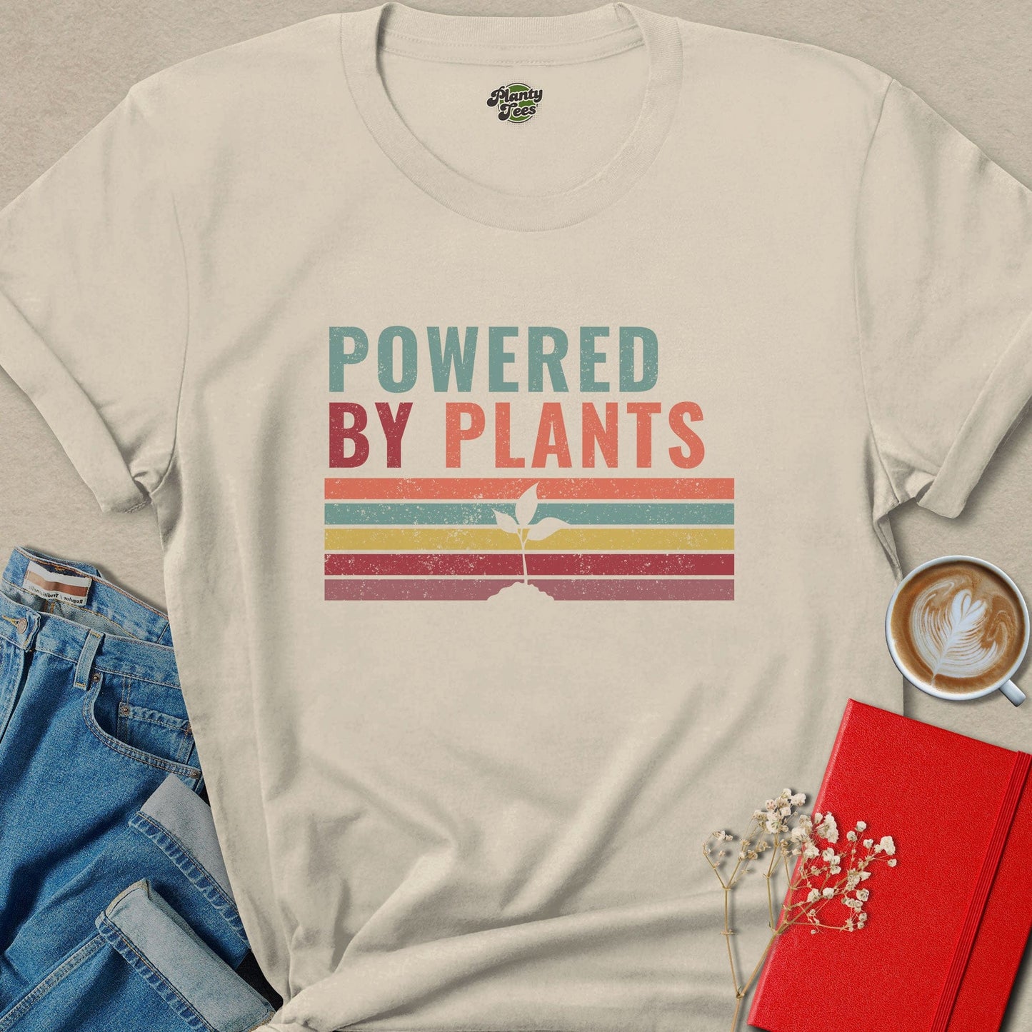 Powered By Plants Vegan Shirt | Retro Plant Based Tee