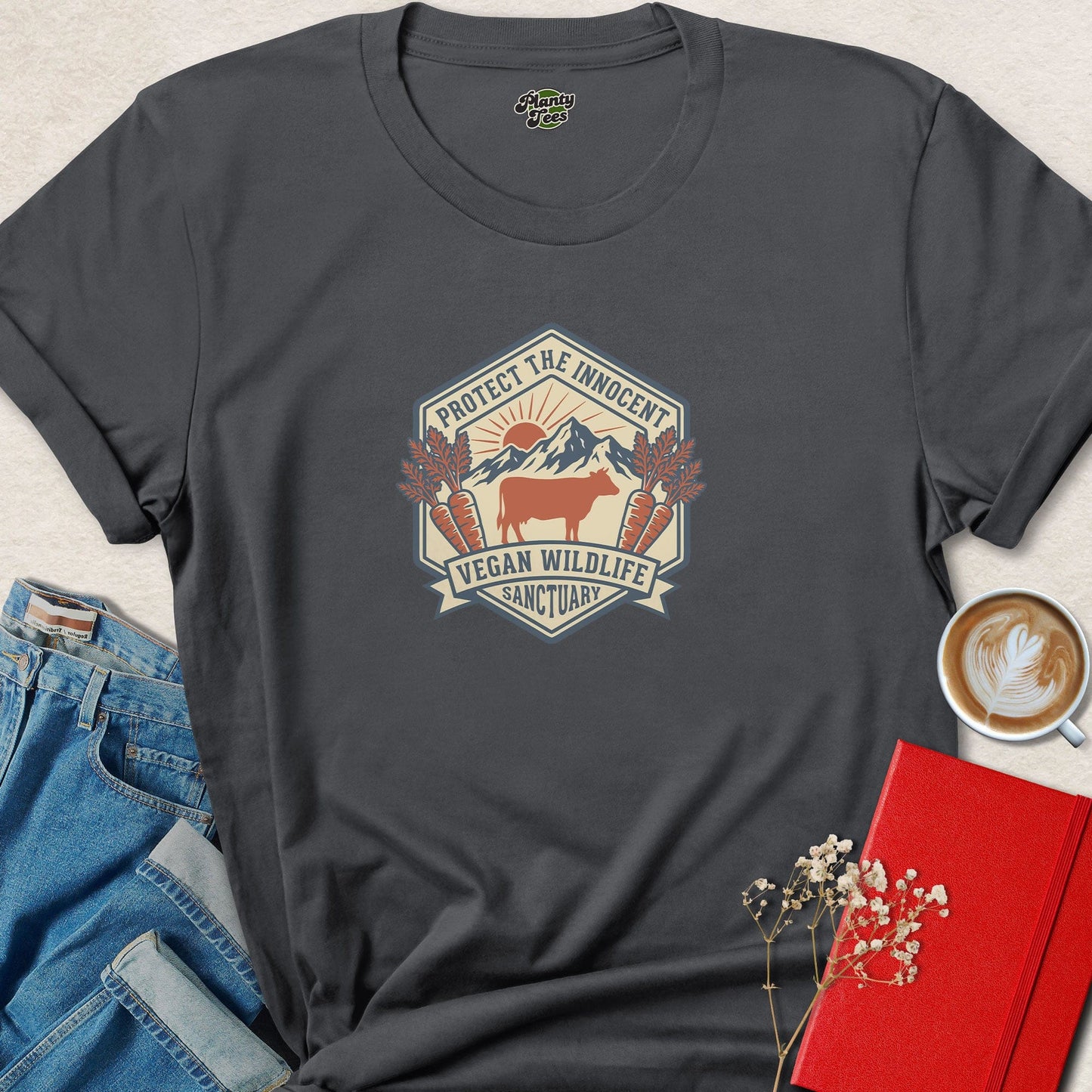 Protect the Innocent Vegan Wildlife Sanctuary Vintage Badge T-Shirt
