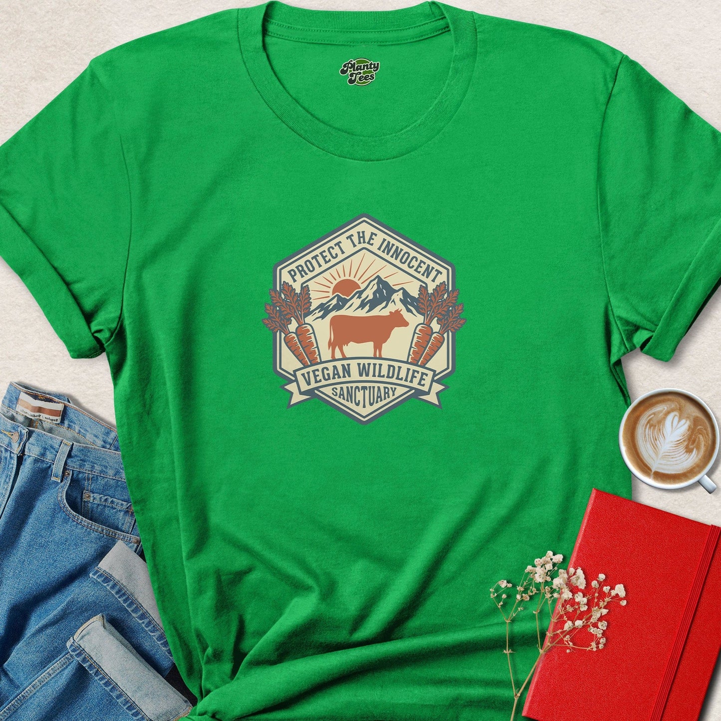 Protect the Innocent Vegan Wildlife Sanctuary Vintage Badge T-Shirt