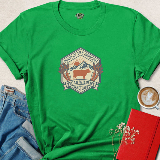 Protect the Innocent Vegan Wildlife Sanctuary Vintage Badge T-Shirt