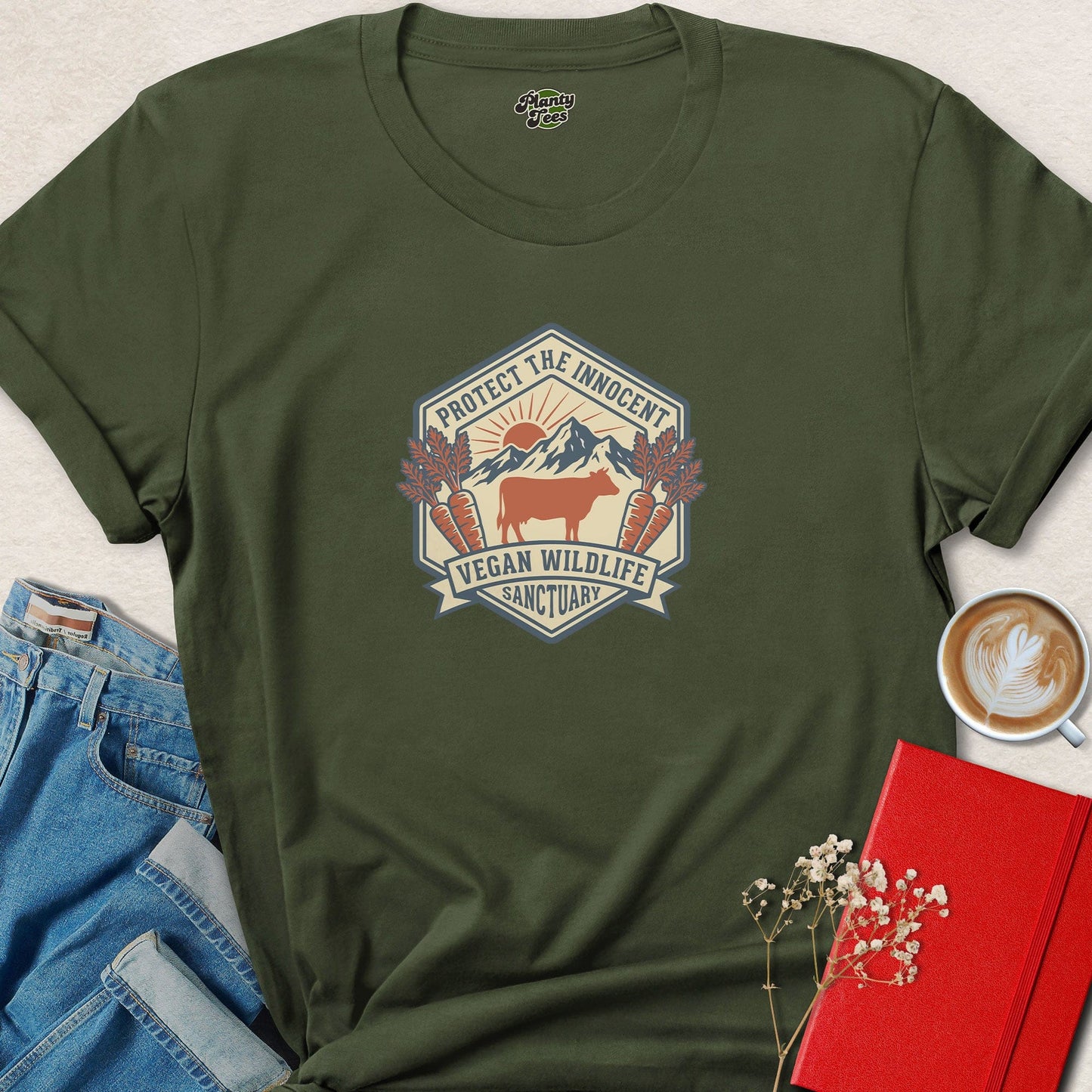 Protect the Innocent Vegan Wildlife Sanctuary Vintage Badge T-Shirt