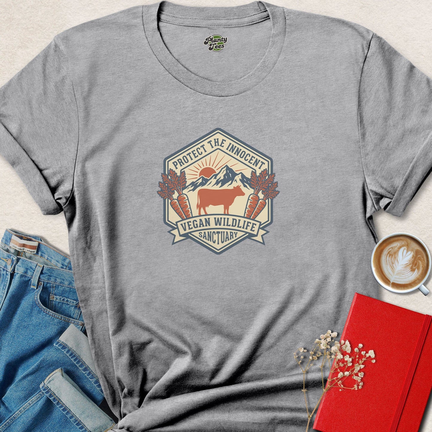 Protect the Innocent Vegan Wildlife Sanctuary Vintage Badge T-Shirt