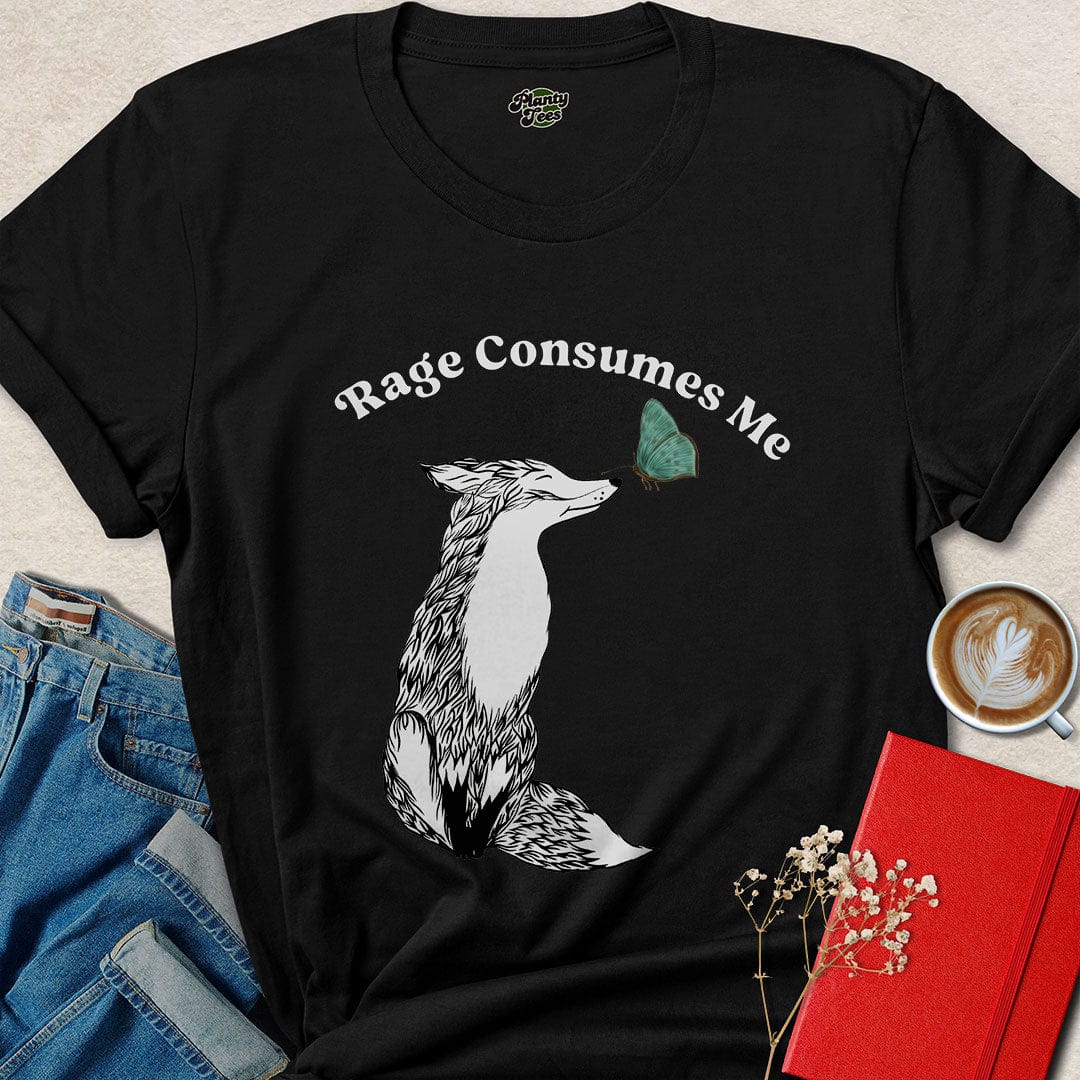 Rage Consumes Me Fox Tee – Vegan Eco Shirt for Animal Lovers