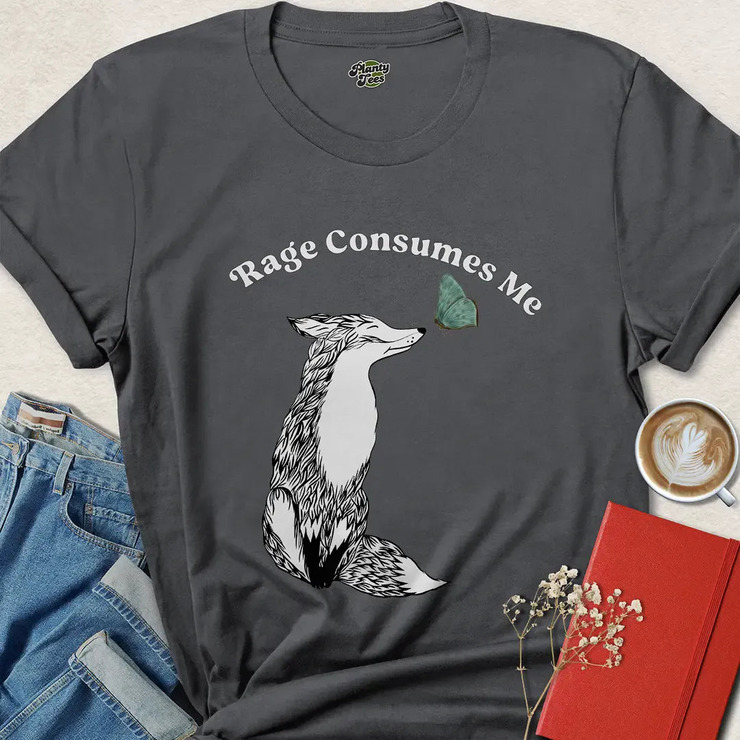 Rage Consumes Me Fox Tee – Vegan Eco Shirt for Animal Lovers