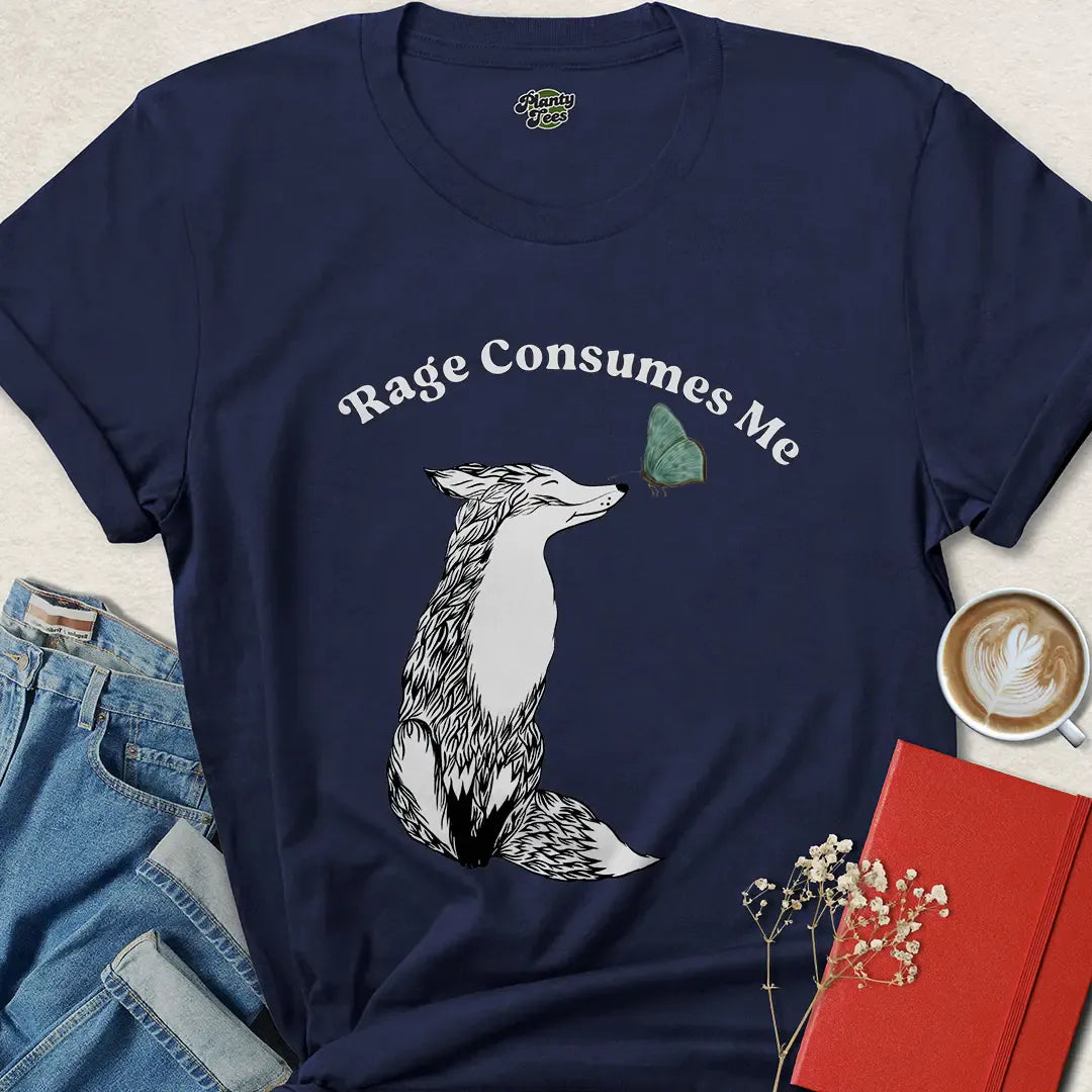 Rage Consumes Me Fox Tee – Vegan Eco Shirt for Animal Lovers