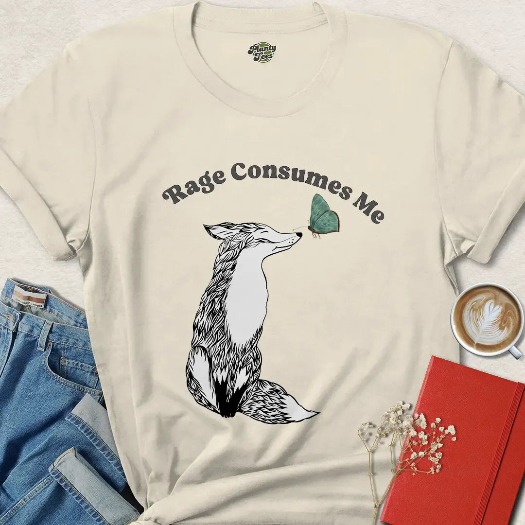 Rage Consumes Me Fox Tee – Vegan Eco Shirt for Animal Lovers