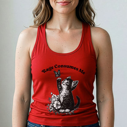Vegan Tank Top Cat Graphic Rage Consumes Me Shirt