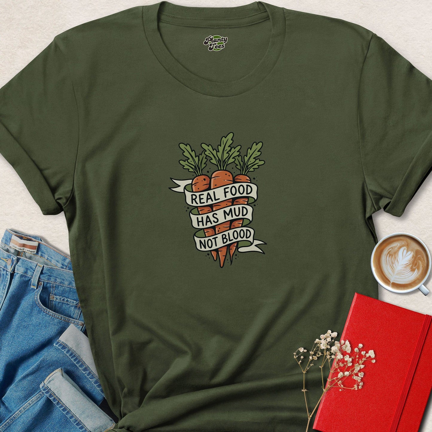 Real Food Has Mud Vegan Graphic Statement Tee