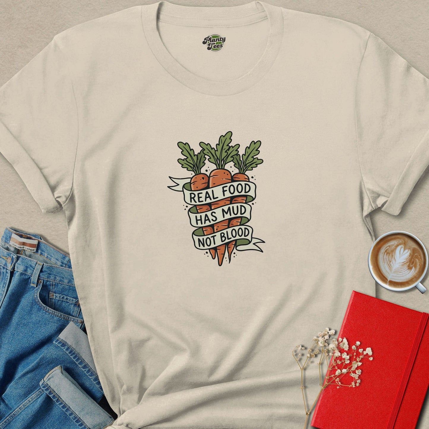 Real Food Has Mud Vegan Graphic Statement Tee