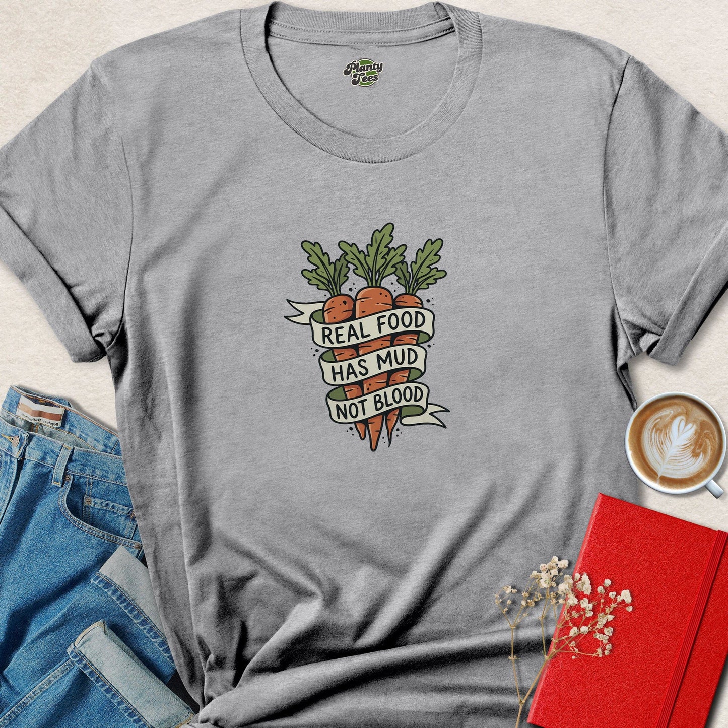 Real Food Has Mud Vegan Graphic Statement Tee