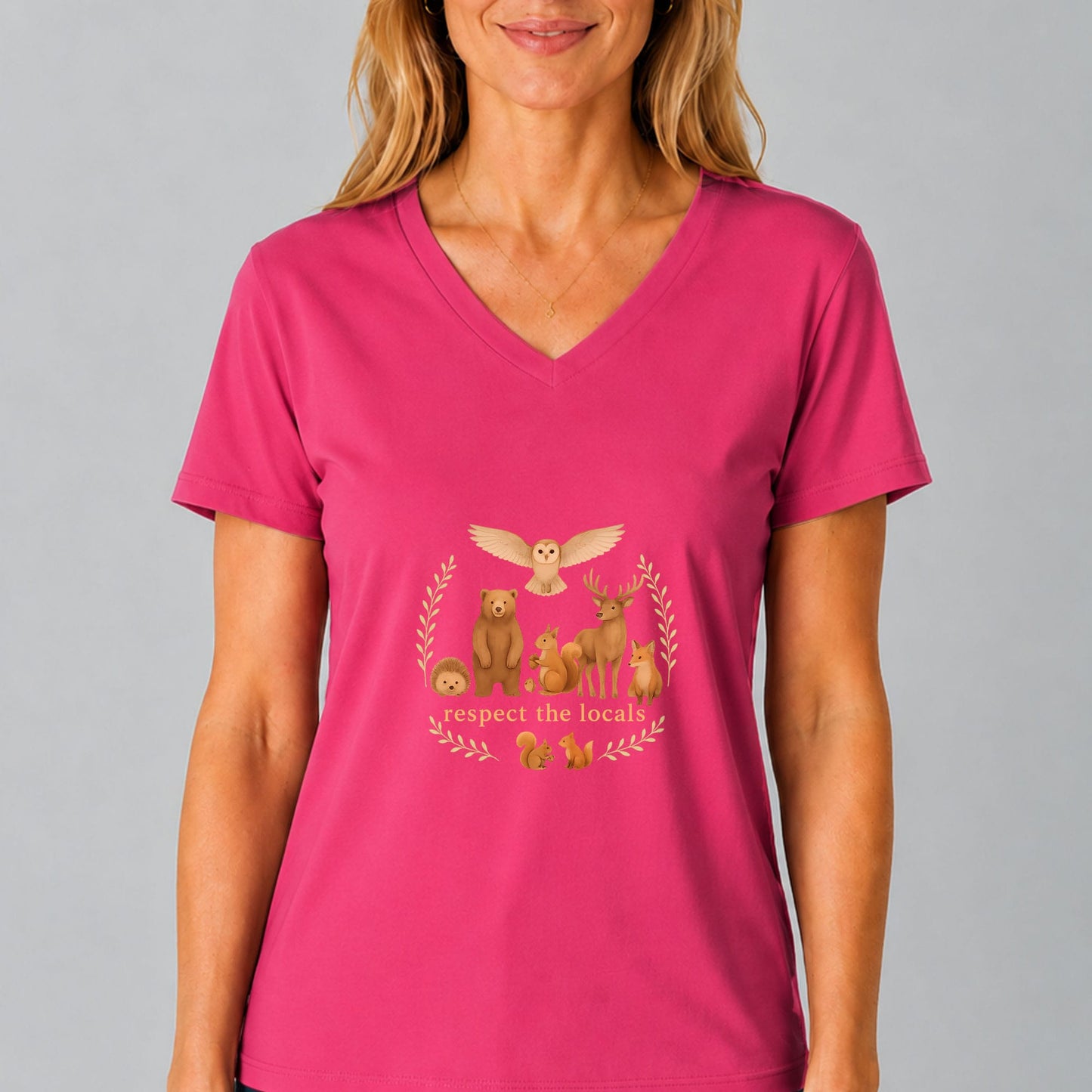 Respect the Locals Wildlife V-Neck T-Shirt for Women