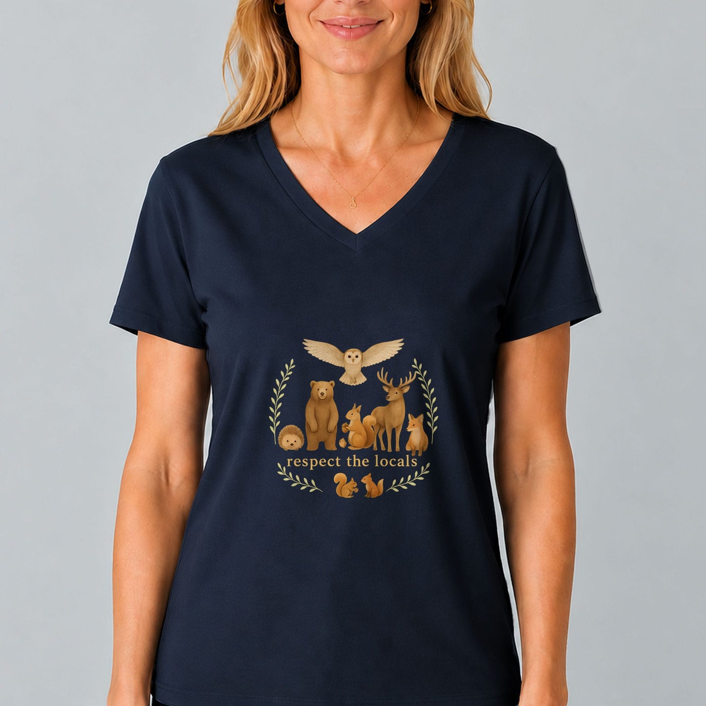 Respect the Locals Wildlife V-Neck T-Shirt for Women
