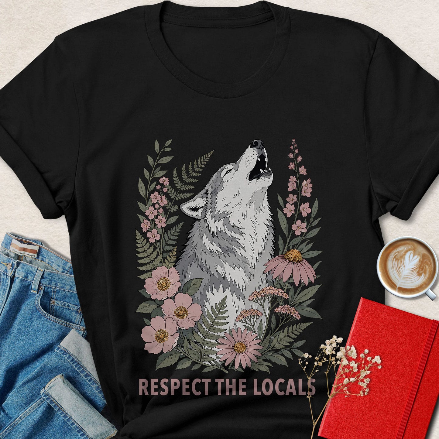 Respect the Locals Wolf Floral T-Shirt