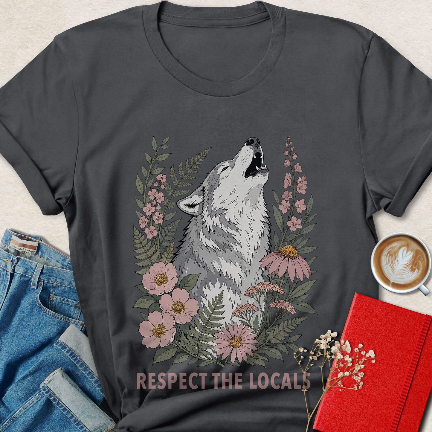 Respect the Locals Wolf Floral T-Shirt