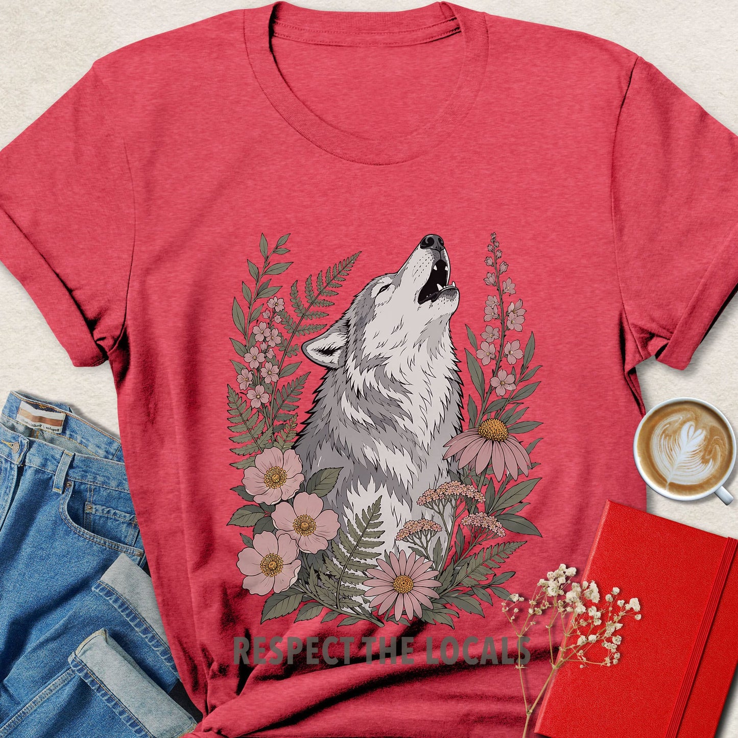 Respect the Locals Wolf Floral T-Shirt