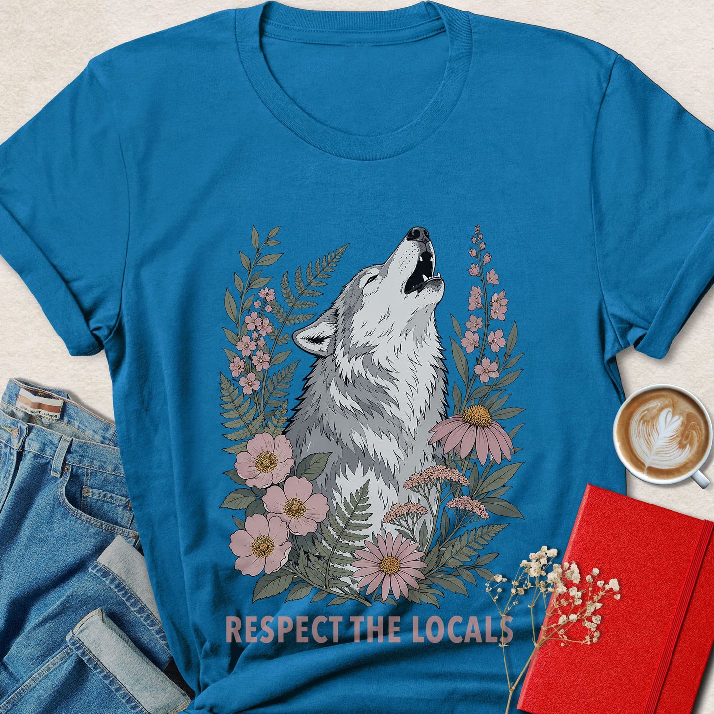 Respect the Locals Wolf Floral T-Shirt