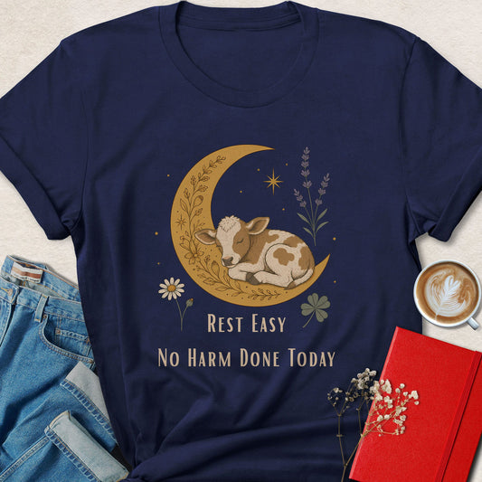 Rest Easy No Harm Done Today Moon Calf Illustration T-Shirt