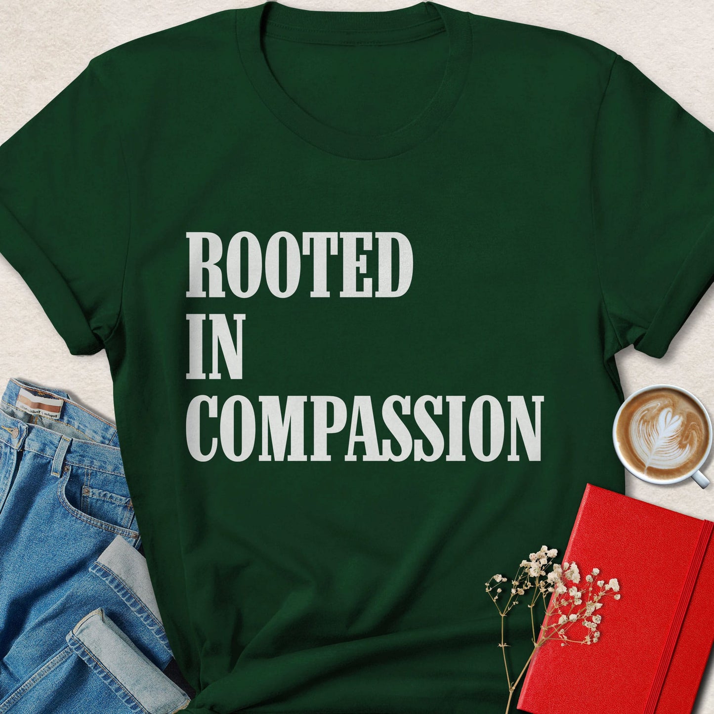 Rooted in Compassion Typography T-Shirt
