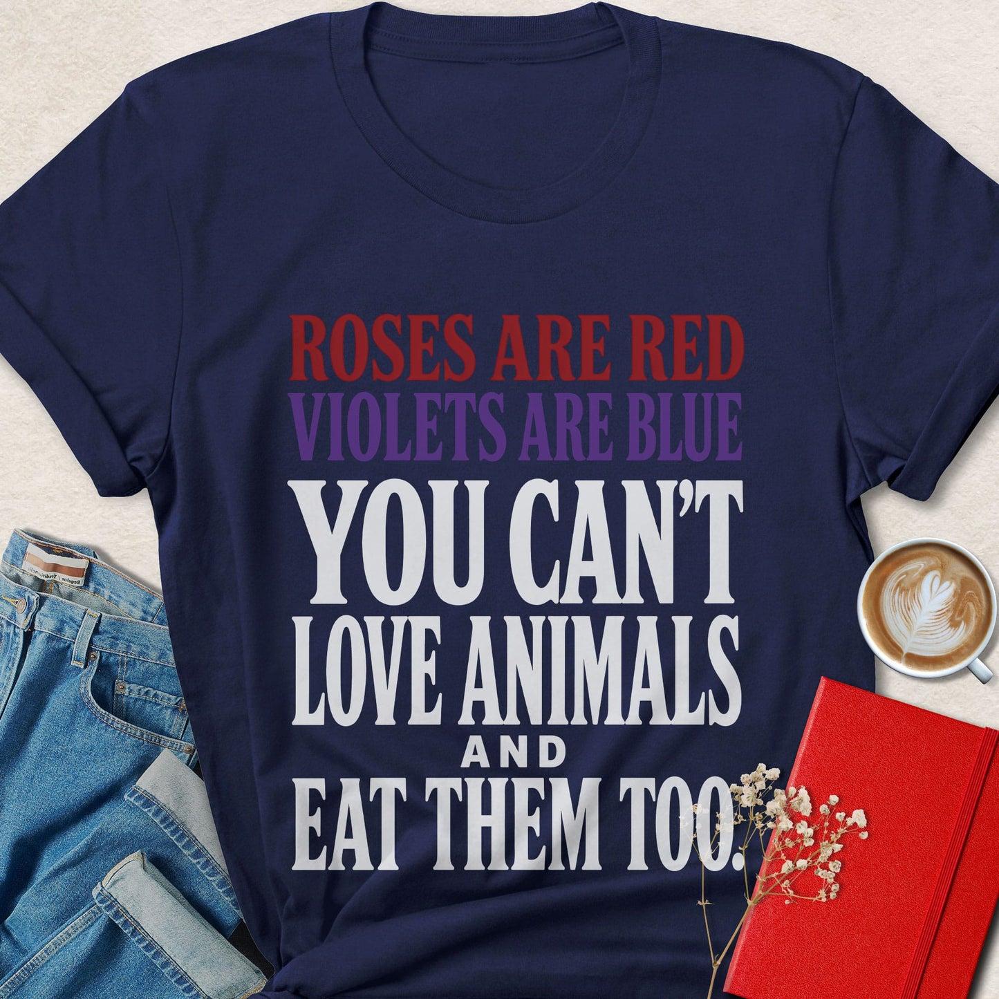 Roses Are Red Bold Typography T-Shirt