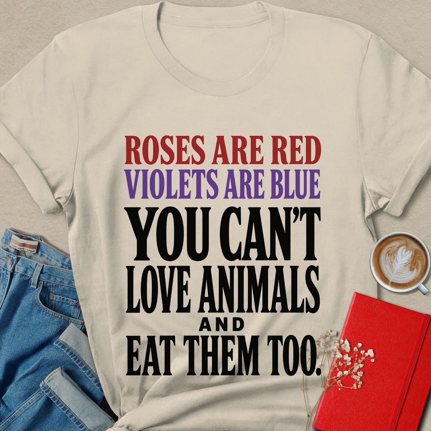 Roses Are Red Bold Typography T-Shirt