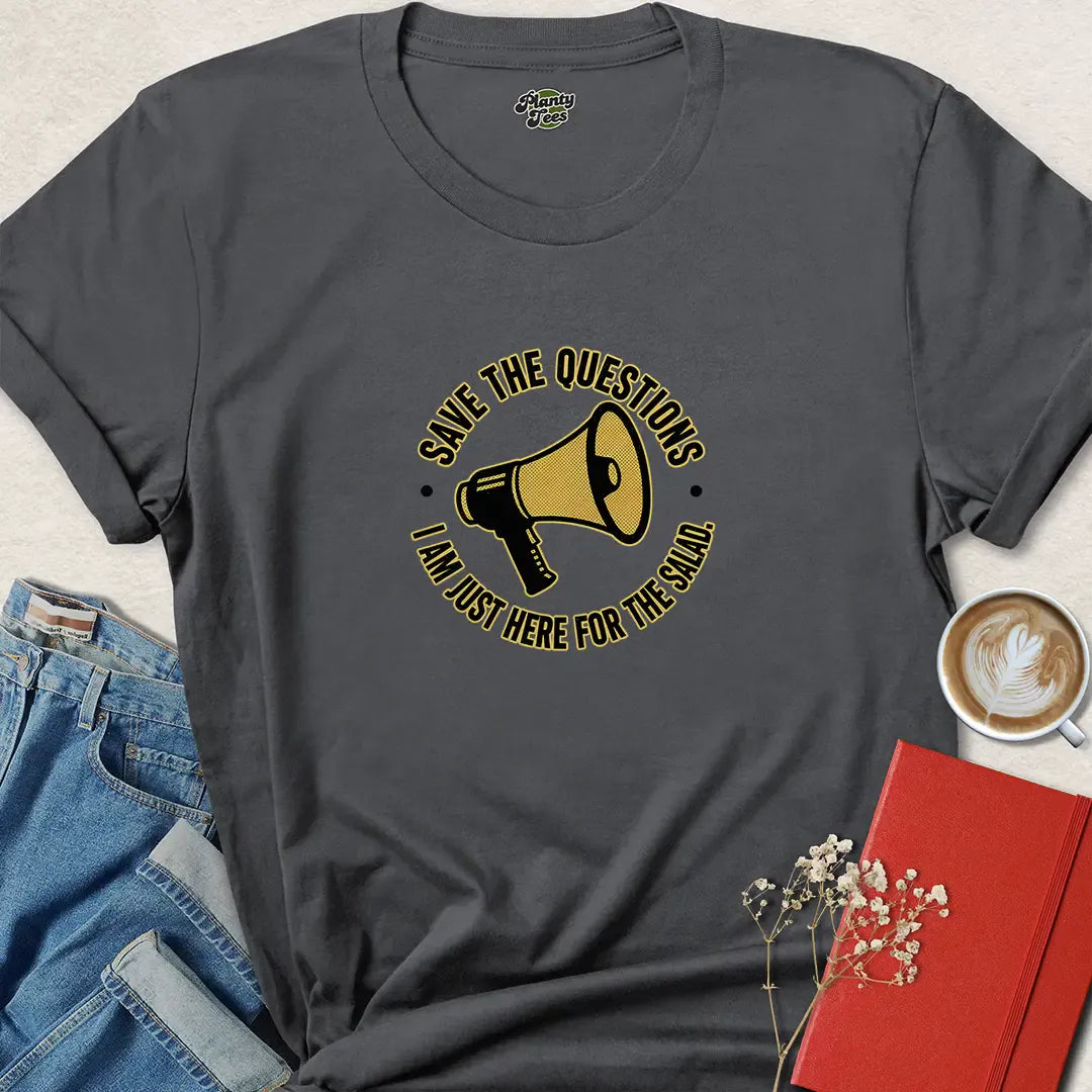Funny Vegan Questions Shirt – Save the Questions Plant-Based Tee