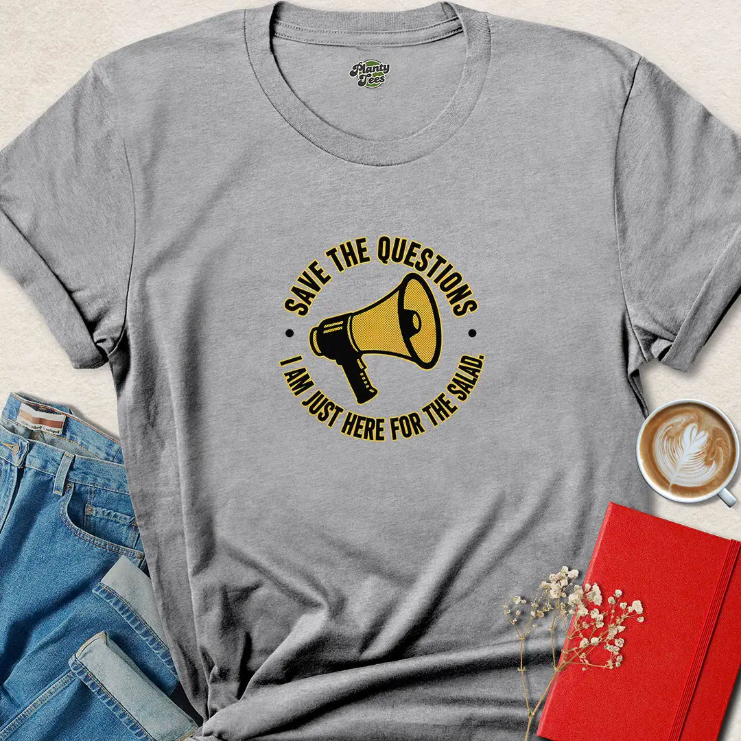 Funny Vegan Questions Shirt – Save the Questions Plant-Based Tee